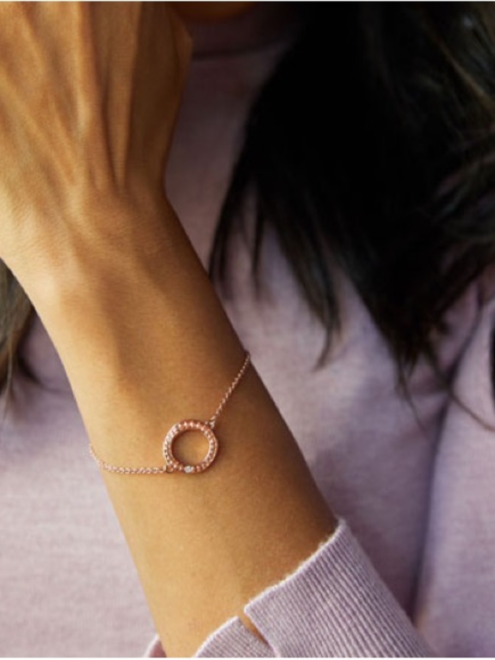 Adore Rose Gold Circle Charm Bracelet - Women Jewelry